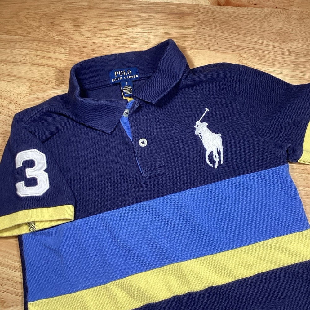 Boys Polo Ralph Lauren Big‎ Pony Color Black Cotton Polo Sz 7